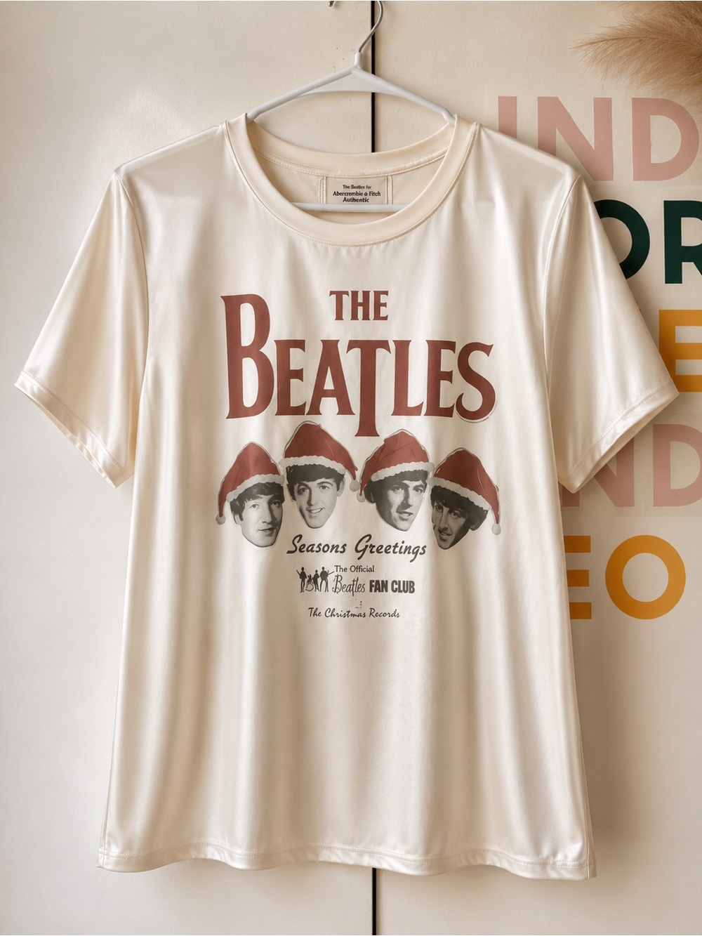 Abercrombie & Fitch Cream Tee with Graphic Text